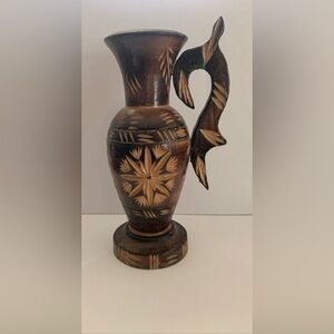Handcrafted Brown Wooden Vase